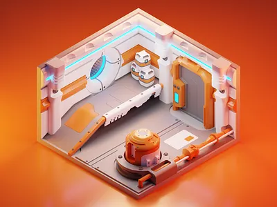 Sci-Fi Corridor 3d blender diorama illustration metal polygon runway render sci fi space