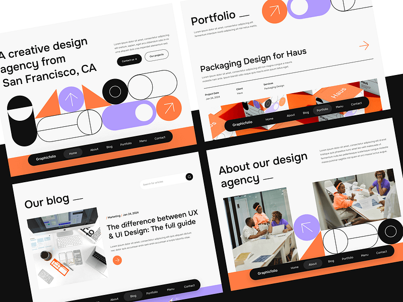 Graphicfolio X - Branding Design Agency Webflow Template animation product design