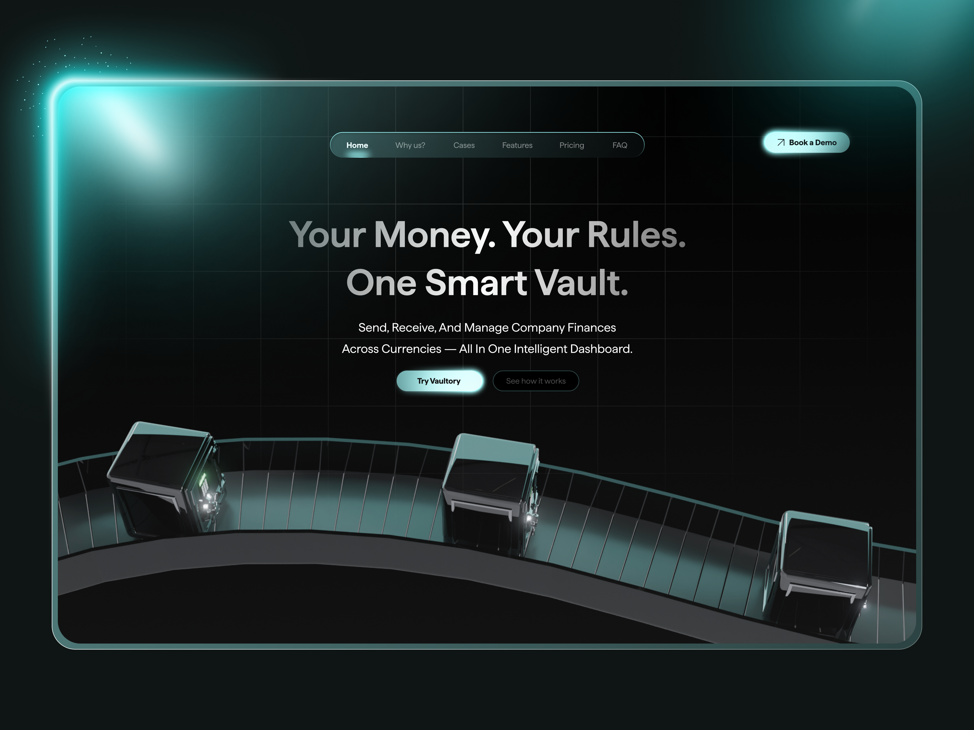 Vaultory: Modern Fintech Website Design 3d 3d website fintech fintech website homepage homepage design landing page landing page design ui design ui ux ux design web design website website design