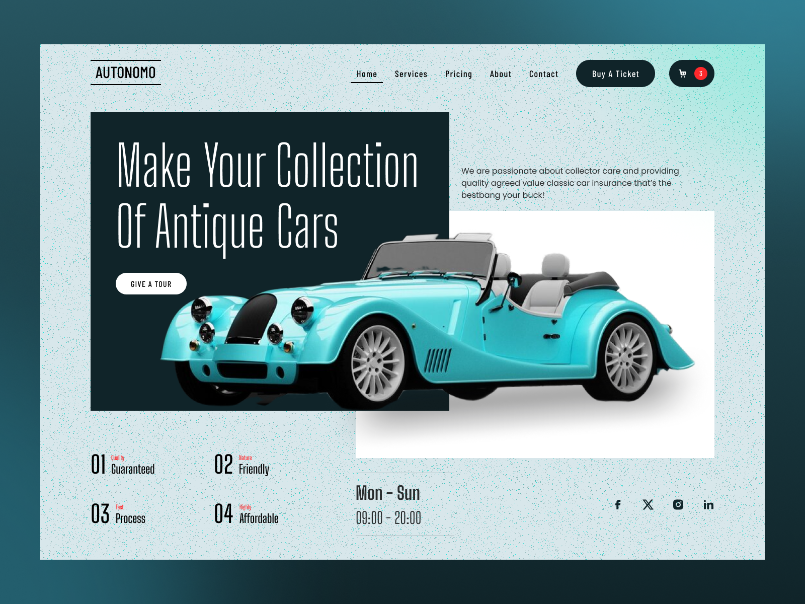 Vintage Car Website • Classic Car Showcase UI • Antique Auto antique auto landing page auto dealership auto showcase automotive showcase design car enthusiast ui car exhibition car museum classic car classic car ui collectors garage jabel landing page modern vintage web design retro car design retro vehicle interface ui vehicle booking vehicle ui ux vintage car website website design