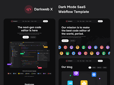 Presentation - Darkweb X - Dark Mode Webflow Template coding