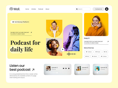 Podcast listener's dashboard music app web design website website designer
