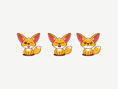 Cute Fennec Fox Icons animal brand design fennec fox graphic design illustration logo vector