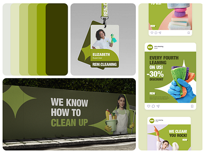 REM.Cleaning — Branding branding clean cleaning colours design dubai graphic design green identity logo minimal social symbol typography uae wordmark