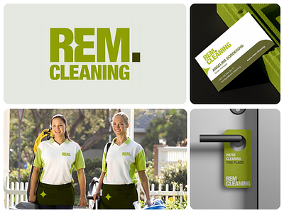 REM.Cleaning — Brand Identity assets brand branding cleaning design dubai graphic design green identity logo minimal olive rem servies symbol typography uae wordmark