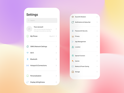 Android Settings Page android android ui dribble figma figma design mobile modern modernui settings ui ux visual visual design