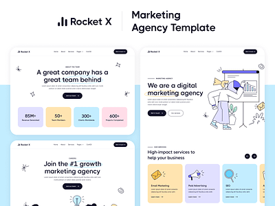 Presentation - Rocket X - Marketing Agency Webflow Template lead generation
