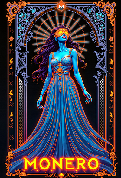 Monero Maiden art deco branding crypto design graphic design illustration monero photoshop