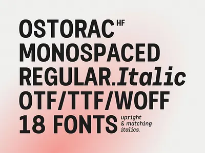 9 Weights Monospaced Font | Ostorac HF font family fonts graphic designer mono font monospaced typeface ui ux variable font