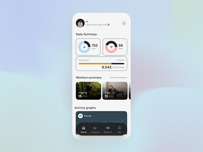 Fitness Tracker App branding figma figma design fitness fitness app health health app mobile mobile design modern modernui tracker ui uiux ux visual visual design