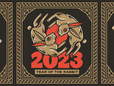 Year of the Rabbit 2023 badgedesign branding chinese gold graphic design hare illustration illustrator lunar new year new year rabbit typography zodiac