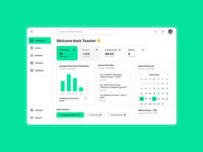 Exam Management Dashboard – Web App UI ai design inspiration education figma ui ux web design