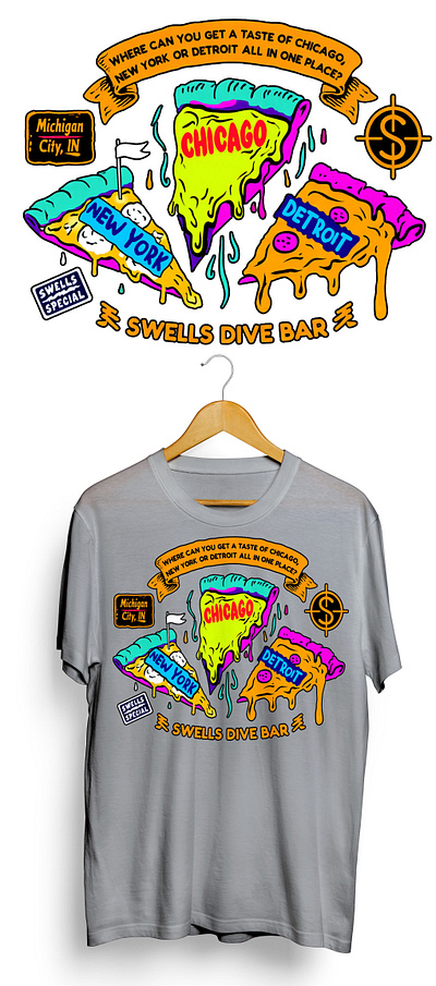 🎨 Tasty Cities Tee — Swells Dive Bar Retro Pizza Graphic or focused on a specific audienc