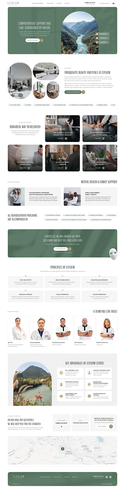 Elysium Rehabilitation Center Web Design interface landing web
