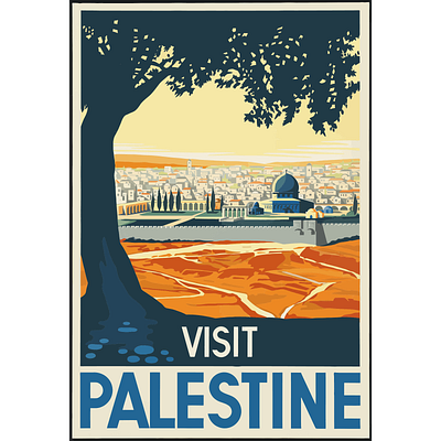 vintage Palestine poster design graphic design illustration