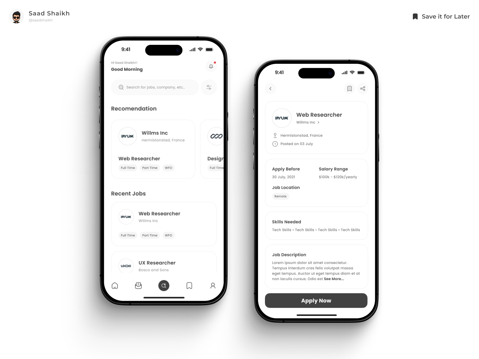 Job Finder ✨ android app app design clean design figma finder iphone job job portal minimal mobile mobile app mobile design modern portal professional superb ui ui design