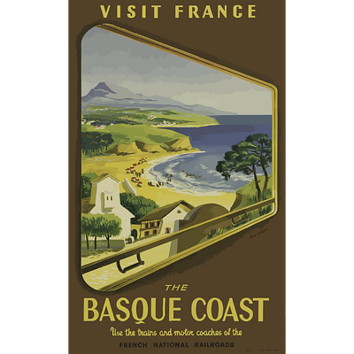 Basque Coast travel poster graphic design poster
