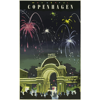 Copenhagen fireworks animation design illustration
