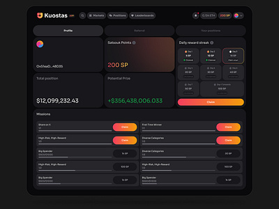 AI Power Social Prediction Market ai blockchain branding dark mode design manexus ui web development