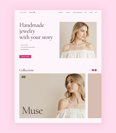 E-Commerce website main page - Handmade jewerly shop ai ui ux web design