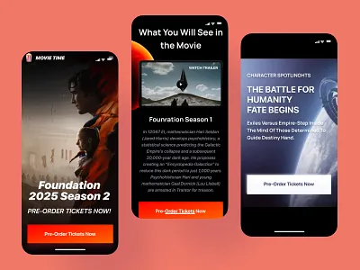 Movie Pre-Order Ticket dark design homepage illustration interface ui