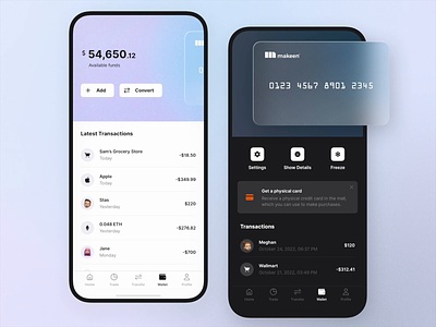 Banking App with Slyk account animation app bank card credit crypto debit finance funds investment management mobile money payments transactions transition ui ux wallet