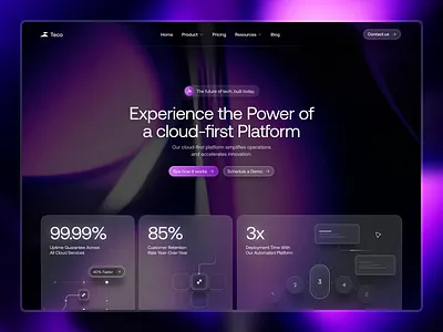 Teco - Landing Page animated website cloud website creative website hero hero image landing page saas saas website tech website technology website ui ux web design website