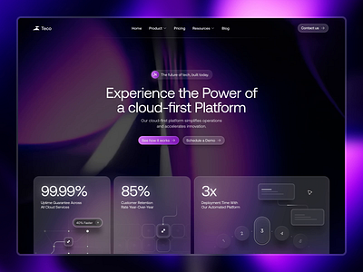 Teco - Landing Page animated website cloud website creative website hero hero image landing page saas saas website tech website technology website ui ux web design website