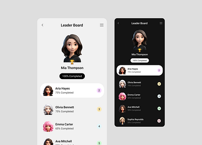 Leader Board App Design 3d 3dmobile appdesign leader leaderboard leaderboardapp onboarding webdesign