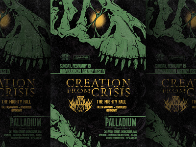 Rambudikon Agency Fest IV Poster deathcore dinosaur fossil gig poster metalcore music festival skeleton zombie