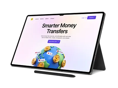 Money transfer web app design 3d animation branding graphic design logo motion graphics ui web design