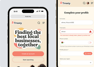 Trusty app community input field mobile application ui ux