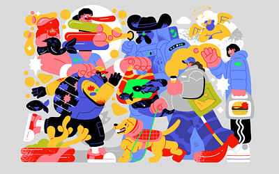Mural character crowed graphicdesign ill illustration man ocean people running