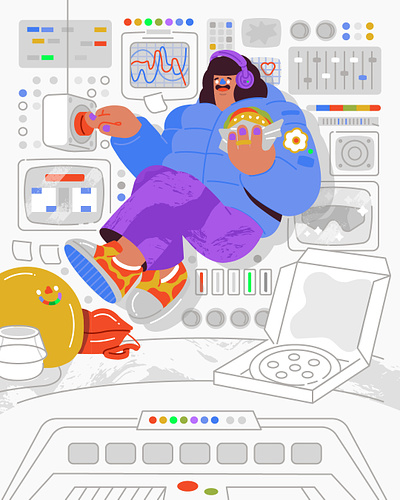 Control room character graphicdesign ill illustration people scifi space woman