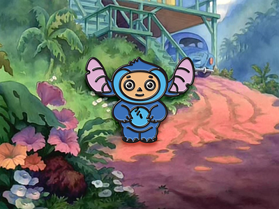Chitch Pin 80s nostalgia character design cheburashka fanart graphic design labubu mashup art pin pin collection pop culture stitch