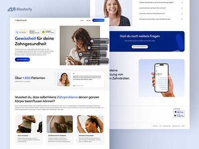 Mobile App and Website Design for Online Diagnostic | Masterly app design approved dentists dentist dentist online design healthcare healthcare website initial assessment mobile design online diagnostic secure data telemedicine treatment ui uiux uiux design ux web design website website design