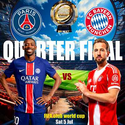 Bayern Vs PSG bayern fifa fifa club world cp footbll harry kane kane messi ousmane dembele psg quarter final ronaldo soccer