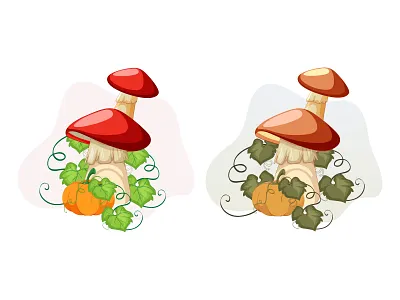 Fantasy mushroom house in cartoon style 2d 3d adobe illustrator animation app app ui branding cartoon design editorial illustration graphic design illustration illustrator logo object illustration shades sticker ui vector vector illustration