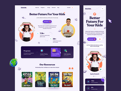 Edukids - Website Design for Kids School academy website children school course platform kids education kids learning kids school website kindergarten website landing page landingpage online education parenting school website students teacher uiux design web design web designer webdesign website design website designer