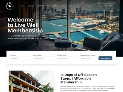 Live Well Membership hero section user experience user interface
