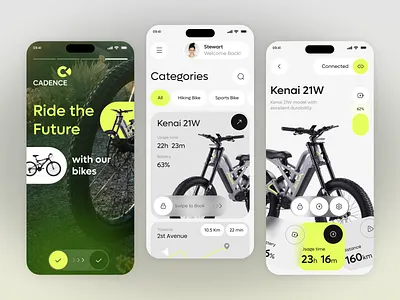 Smart Bike App Design app design bike bike app biking crm cycling cyclist design ios mobile app modern product design route saas smart smart bike app tracker ui uiux uiux design
