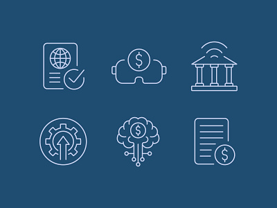 Fintech & Web3 Line Icons – 6 Smart Finance Symbols ai finance app blockchain icons crypto ui digital banking finance dashboard fintech icons flat global compliance icon design icon set iconography icons illustration line minimalist line icons smart contract ui vr payment web3 design