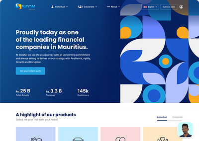Sicom Insurance Website branding hero section lottie user experience user interface website