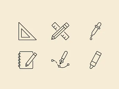 Design Tools Line Icons – 6 Creative Essentials app color picker creative tools design icons drawing tools editable stroke flat icon design icon set iconography icons illustration line minimalist design pencil icon ruler icon ui ui kit elements vector tool