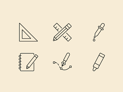 Design Tools Line Icons – 6 Creative Essentials app color picker creative tools design icons drawing tools editable stroke flat icon design icon set iconography icons illustration line minimalist design pencil icon ruler icon ui ui kit elements vector tool