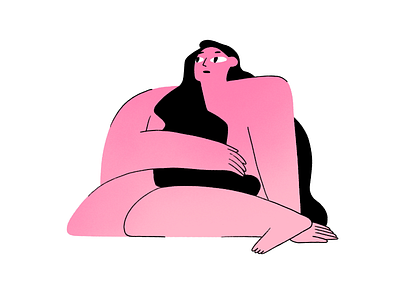 Thoughts character emotions girl gradient illustration mood moody phsycology pink pose posture procreate woman women