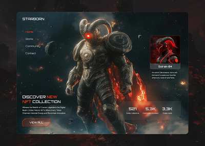 Solrak-04 & the Starborn NFT War Room dashboard fire futuristic graphic design hero nft robots typography ui