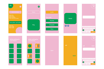 Mobile App Design (Word Games) colorful colorful design colourful design figma graphic design minimalism minimalistic design mobile app mobile app design mobiledesign product design prototypes ui ui design ux ux design uxui visual design wireframes