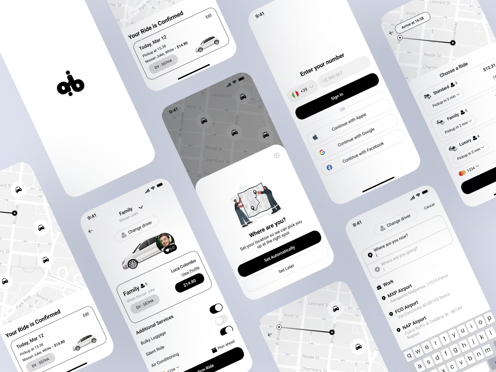 A to B - On - demand ride service app clean design digitalproductdesign mobile app transportationapp ui design urbanmobility ux research