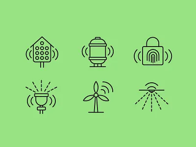 Smart Eco Garden Icons – 6 Line Symbols for Sustainable Tech agritech ui app biometric lock climate tech eco technology flat greenhouse icons icon design icon set iconography icons illustration line minimalist design smart garden icons smart irrigation sustainability icons ui water collection wind energy